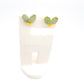 Mini Stud Heart - Green Spiral print & 24 carat Gold Lustre