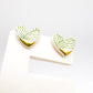 Mini Stud Heart - Green Spiral print & 24 carat Gold Lustre