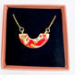 Mini Arc Necklace  - Red festive print & 24 carat gold