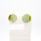 Mini Stud - Green swirly print & 24 carat gold