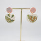 Cré Ór Beag Earring - Pink, Green leafy print & 24 Carat Gold