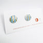 Mini stud - blue striped print & 24 carat Gold Lustre