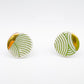 Mini Stud - Green swirly print & 24 carat gold