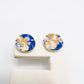 Mini stud - Japanese blue print & 24 carat Gold Lustre