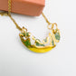 Mini Arc Necklace  - Green animal print, yellow & 24 carat gold