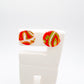 Mini Stud  - Festive Red Print & 24 carat Gold lustre