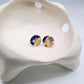 Mini stud - Japanese blue print & 24 carat Gold Lustre