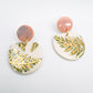 Cré Ór Beag Earring - Pink, Green leafy print & 24 Carat Gold