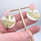 Cré Ór Beag Earring - Pink, Green leafy print & 24 Carat Gold