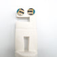 Mini stud- Blue & black stripes with 24 carat Gold Lustre