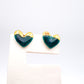 Mini Stud Heart - Deep Sea Green & 24 carat Gold Lustre