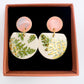 Cré Ór Beag Earring - Pink, Green leafy print & 24 Carat Gold