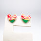Mini Stud Heart - Red print, mint green & 24 carat Gold Lustre