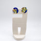 Mini stud - Japanese blue print & 24 carat Gold Lustre