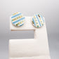 Mini stud - blue striped print & 24 carat Gold Lustre