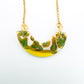 Mini Arc Necklace  - Green animal print, yellow & 24 carat gold