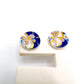 Mini stud - Japanese blue print & 24 carat Gold Lustre