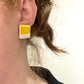 Block Stud Earring - White & Canary Yellow
