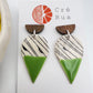 Raindrop Wood & Clay Drop Earring - Lime Green Geo Print