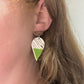 Raindrop Wood & Clay Drop Earring - Lime Green Geo Print