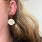 Abstract Wood & Clay Earring - Small Speckled White