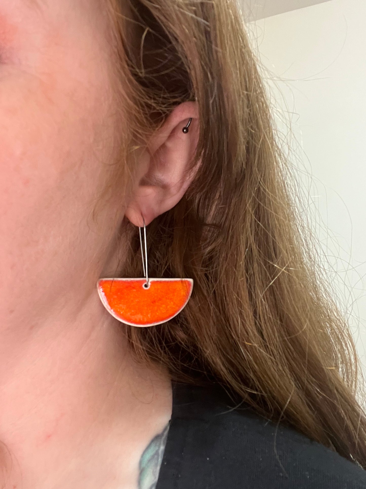 Half Moon Drop Earring - Lava Orange
