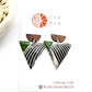 Wooden Triangular Drop Earring - Deep Green & Black Wavy Print