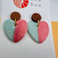Cré Sweetheart & Wood Drop Earring - Speckled Mint & Satin Pink