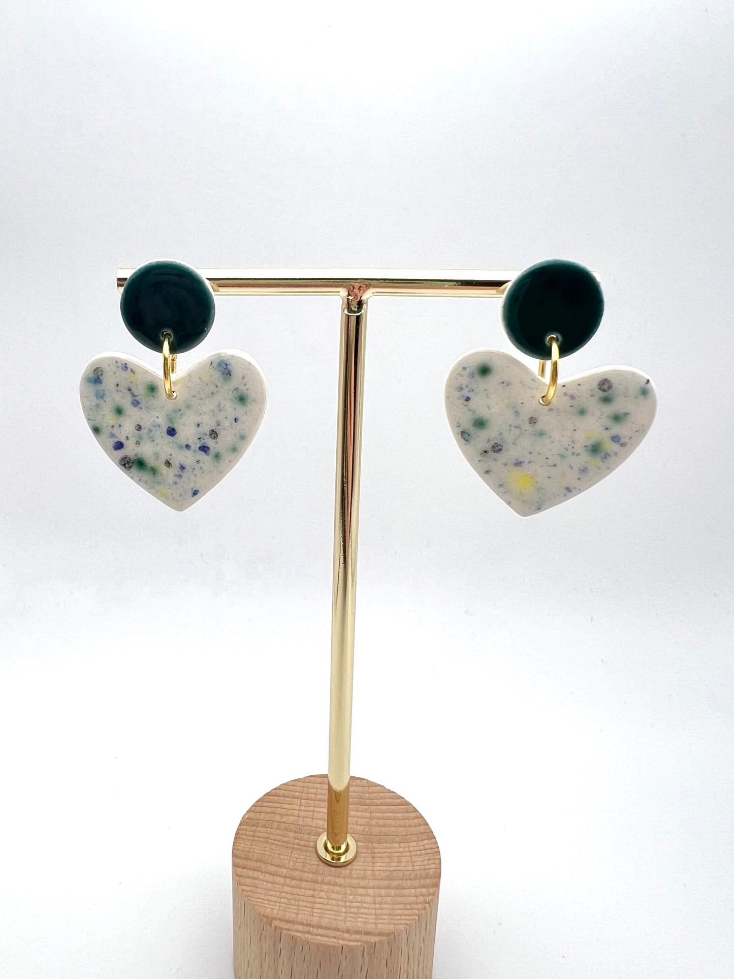 Cré Sweetheart Drop Earring - Speckled White & Deep Teal
