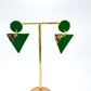 Cré Triangular Drop Earring - Deep Green & 24 Carat Gold