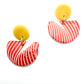 Cré Drop Earring - Red Wavy Print & Canary Yellow