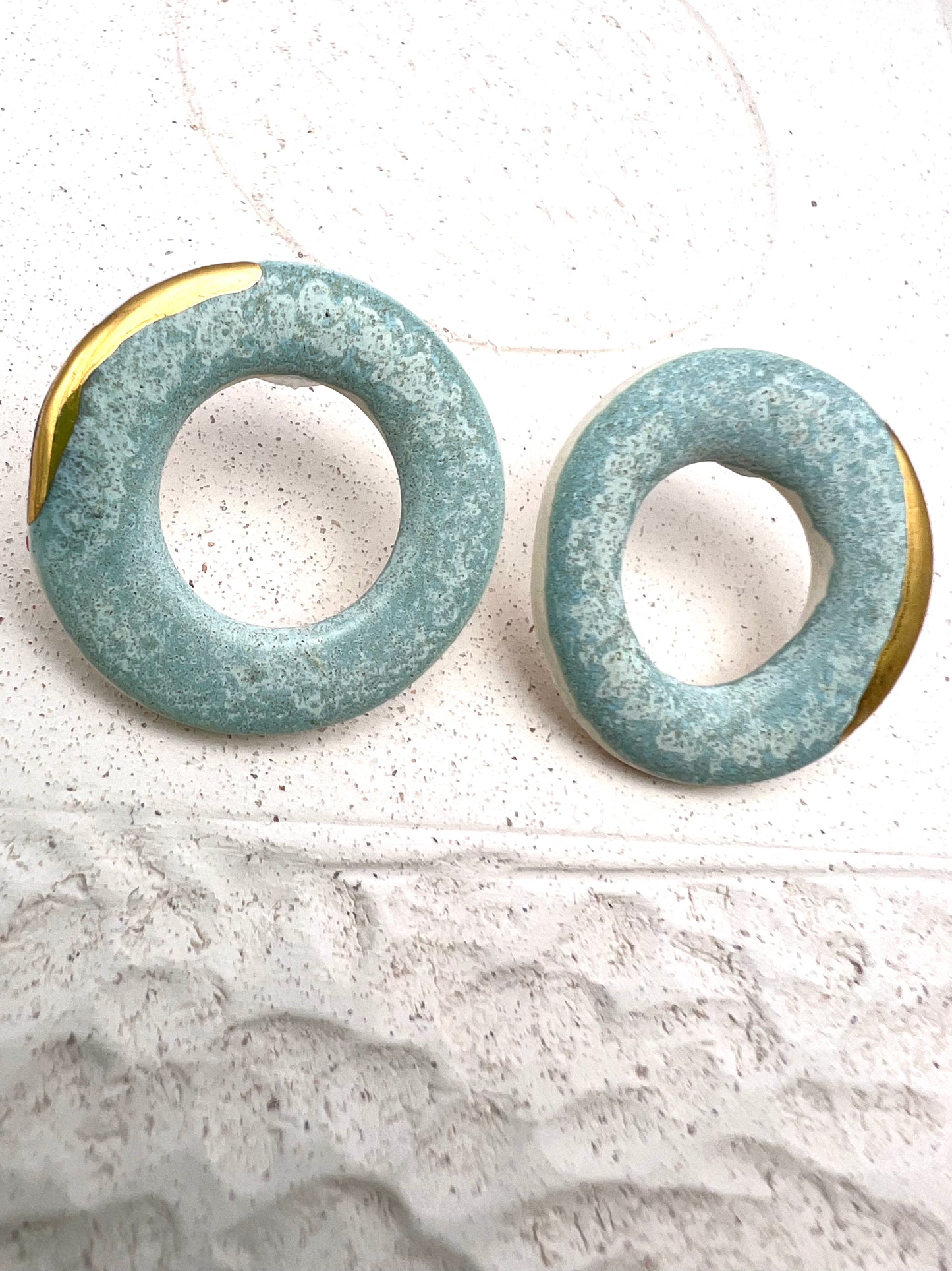 Halo Stud - Speckled Mint & 24 Carat Gold lustre