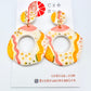 Sgraffito Drop Earring - Yellow, Pink & Gold