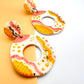 Sgraffito Drop Earring - Yellow, Pink & Gold