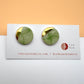 Ceramic Stud Earring - Green Spiral Print & 24 Carat Gold