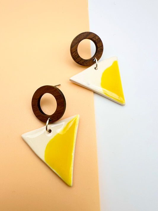 Wooden Triangular Drop - Canary Yellow