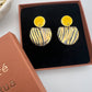 Cré Ór Beag Earring - Black wavy print, Yellow & 24 Carat Gold