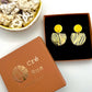 Cré Ór Beag Earring - Black wavy print, Yellow & 24 Carat Gold