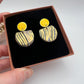 Cré Ór Beag Earring - Black wavy print, Yellow & 24 Carat Gold