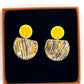 Cré Ór Beag Earring - Black wavy print, Yellow & 24 Carat Gold