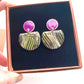 Cré Ór - Drop Earring Amethyst, 24 Carat Gold & Black Print