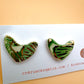 Love Heart Stud - Green Ginko Print & 24 Carat Gold