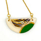 Small Half Moon & Sun Necklace  - Irish Green, black wavy print & 24 carat gold