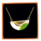 Small Half Moon & Sun Necklace  - Irish Green, black wavy print & 24 carat gold