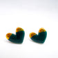 Mini Stud Heart - Deep Sea Green & 24 carat Gold Lustre
