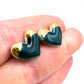 Mini Stud Heart - Deep Sea Green & 24 carat Gold Lustre