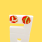 Mini Stud  - Festive Red Print & 24 carat Gold lustre