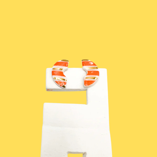 Mini stud- Arc Orange stripes carat gold lustre.