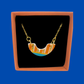 Mini Arc Necklace  - Orange Stripe, Blue & 24 carat gold