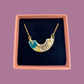 Mini Arc Necklace  - Deep Sea Green, Black print, Red & 24 carat gold